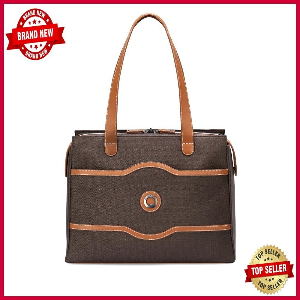 Recycled Polyester Shoulder Bag with Laptop Sleeve, Vegan Leather Trim